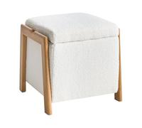 Beliani Pouf Glam avec Coffre de Rangement en Tissu Bouclé Accessoire Salon Chambre à Coucher Blanc Edland