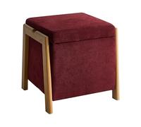 Beliani Pouf Glam Retro en Tissu avec Rangement Meuble Salon Chambre Bordeaux Edland