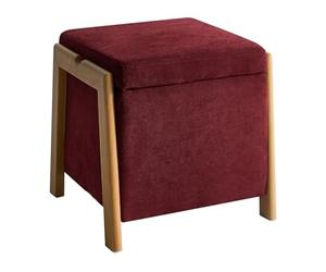Beliani Pouf Glam Retro en Tissu avec Rangement Meuble Salon Chambre Bordeaux Edland