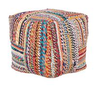 Beliani Pouf Multicolore Coton Carré en Moelleux Chambre Salon Patchwork