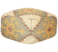 Beliani Pouf Multicolore en Jute 50 x 50 cm de Style Oriental Rembourré Fait Main Saron