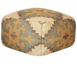 Beliani Pouf Multicolore en Jute 50 x 50 cm de Style Oriental Rembourré Fait Main Saron