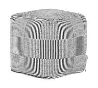 Beliani Pouf Noir et Blanc en Coton 40x40x40 cm Moelleux pour Chambre ou Salon Carré Pandran