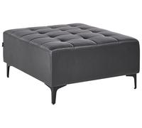 Beliani Pouf Ottoman en Cuir PU Noir Soyeux Velouté Capitonnage Elégant Rembourré Aberdeen