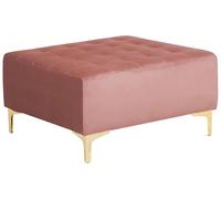 Beliani Pouf Ottoman en Velours Rose Velouté Soyeux Capitonnage Elégant Rembourré Aberdeen