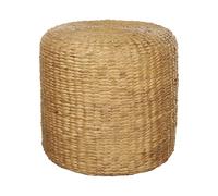Beliani Pouf Ottoman Tissé Main de Style Boho en Jacinthe d'eau 40 cm Marron Clair Bichir II