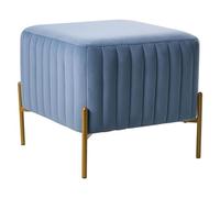 Beliani Pouf Repose-Pieds Carré en Velours avec Pieds Métalliques Dorés Ottoman Glam Style Bleu Utah