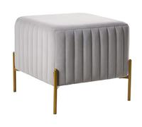 Beliani Pouf Repose-Pieds Carré en Velours avec Pieds Métalliques Dorés Ottoman Glam Style Gris Utah