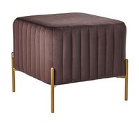Beliani Pouf Repose-Pieds Carré en Velours avec Pieds Métalliques Dorés Ottoman Glam Style Marron Foncé Utah