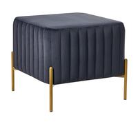 Beliani Pouf Repose-Pieds Carré en Velours avec Pieds Métalliques Dorés Ottoman Glam Style Noir Utah