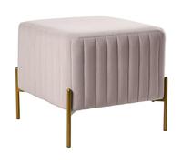 Beliani Pouf Repose-Pieds Carré en Velours avec Pieds Métalliques Dorés Ottoman Glam Style Taupe Utah