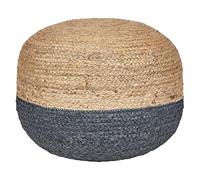 Beliani Pouf Rond Boho en Jute EPS Perles 50 x 50 x 40 cm Ottoman Bleu Marine Duki