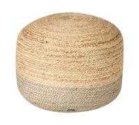 Beliani Pouf Rond Boho en Jute EPS Perles 50 x 50 x 40 cm Ottoman Taupe Duki