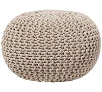 Beliani Pouf Rond en Coton Beige à Billes de Polystyrène Accessoire d'Intérieur Conrad