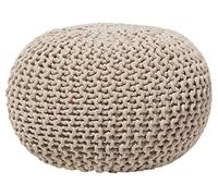Beliani Pouf Rond en Coton Beige à Billes de Polystyrène Accessoire d'Intérieur Conrad