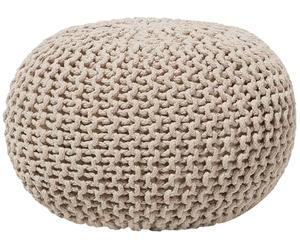 Beliani Pouf Rond en Coton Beige à Billes de Polystyrène Accessoire d'Intérieur Conrad