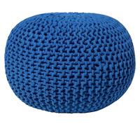 Beliani Pouf Rond en Coton Bleu à Billes de Polystyrène Accessoire d'Intérieur Doux Conrad