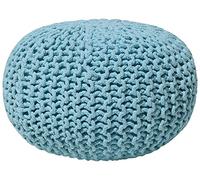 Beliani Pouf Rond en Coton Bleu Clair à Billes de Polystyrène Coussin d'Intérieur Conrad