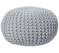 Beliani Pouf Rond en Coton Gris Clair à Billes de Polystyrène Coussin d'Intérieur Conrad