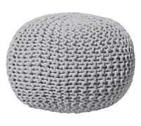 Beliani Pouf Rond en Coton Gris Clair à Billes de Polystyrène Coussin d'Intérieur Conrad