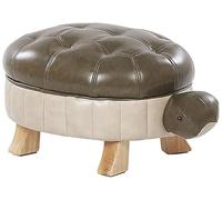Beliani Pouf Tabouret pour Enfant en Forme de Tortue en Cuir PU Vert et Beige avec Pieds Bois
