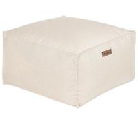 Beliani Pouf Tissé Rembourrage Billes EPS Carré Motif Uni Blanc Cassé Boulder