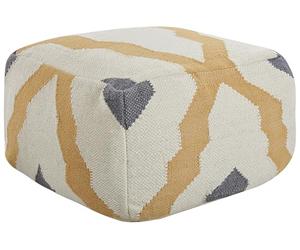Beliani Pouf Tricoté à la Main Boho en Laine Beige et Jaune pour Salon Zeugma
