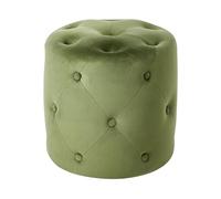 Beliani Pouf Vert Olive Velours Rond Repose-Pieds Moderne en Décoratif