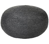 Beliani Poufs Noir en Jute 45 x 30 cm Repose-Pieds Oblongue à Billes EPS Style Bohème Dukki