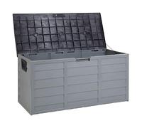 Beliani Rangement de Jardin Forme Coffre 112x50 cm en Plastique Gris avec Roulettes Locarno