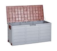 Beliani Rangement de Jardin Forme coffre 112x50 cm en Plastique Gris et Marron avec Roulettes Locarno