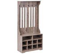 Beliani Rangement pour Chaussures avec Porte-Manteau en Aggloméré 10 Compartiments et 5 Crochets Marron Foncé Deniliquim