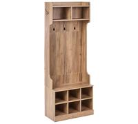 Beliani Rangement pour Chaussures avec Porte-Manteau en Aggloméré 6 Compartiments et 4 Crochets Marron Clair Gindagai