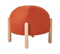 Beliani Repose-Pied Pouf en Velours Pieds en Bois Style Rétro Orange Helen