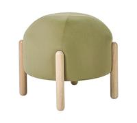 Beliani Repose-Pied Pouf en Velours Pieds en Bois Style Rétro Vert Helen