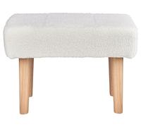 Beliani Repose-Pieds Blanc en Bouclettes et Bois d'Hévéa Banquette Scandinave Takoma
