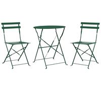 Beliani Salon de Jardin Bistrot Balcon Table et 2 Chaises Pliable avec Patins en Acier Vert Foncé Fiori