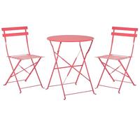 Beliani Salon de Jardin Bistrot Table et 2 Chaises en Acier Rouge Pliable avec Patins Fiori