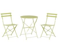 Salon de Jardin Bistrot Table et 2 Chaises en Acier Vert Citron Pliable Fiori