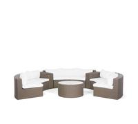 Beliani - Salon de jardin en polyrotin marron clair et coussins blanc SEVERO