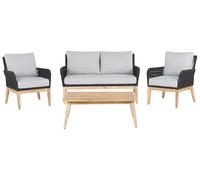 Beliani - Salon de Jardin - Merano II - en Bois d'Acacia Aluminium et Tissu