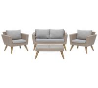 Beliani - Salon de Jardin - Vittoria - 4 Places, en Rotin, Marron et Gris