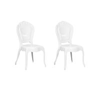Beliani Set 2 Chaises Blanches en Plastique Design Rétro et Glamour Tendance pour Salle à Manger et Chaque Intérieur Traditionnel ou Vintage