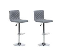 Beliani Set 2 Chaises de Bar Cocktail Tapissées Siège en Tissu Gris avec Pied Métallique Réglable Design Ultra Moderne pour Cuisine ou Salle à Manger
