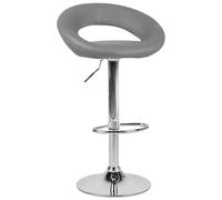 Beliani Set 2 Chaises de Bar Tabourets en Cuir PU Gris et Métal Argenté Réglables en Hauteur et Pivotantes pour Salle à Manger ou Cuisine Moderne