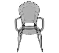 Beliani Set 2 Chaises Noires Transparentes en Plastique avec Accoudoirs Design Rétro et Glamour Tendance pour Salle à Manger Traditionnelle ou Vintage