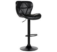 Beliani Set 2 Tabourets de Bar Pivotants Base Noire Hauteur Réglable en Cuir PU Noir Valetta II