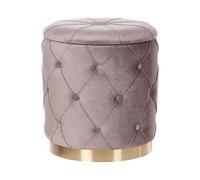 Beliani Set de 2 Poufs avec Rangement Design Rétro Glam en Velours Capitonné Taupe Pueblo