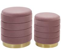 Beliani - Set de 2 Poufs avec Rangement - Garland - en Velours et Acier, Rose et