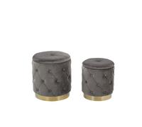 Beliani - Set de 2 poufs en velours gris avec rangement PUEBLO